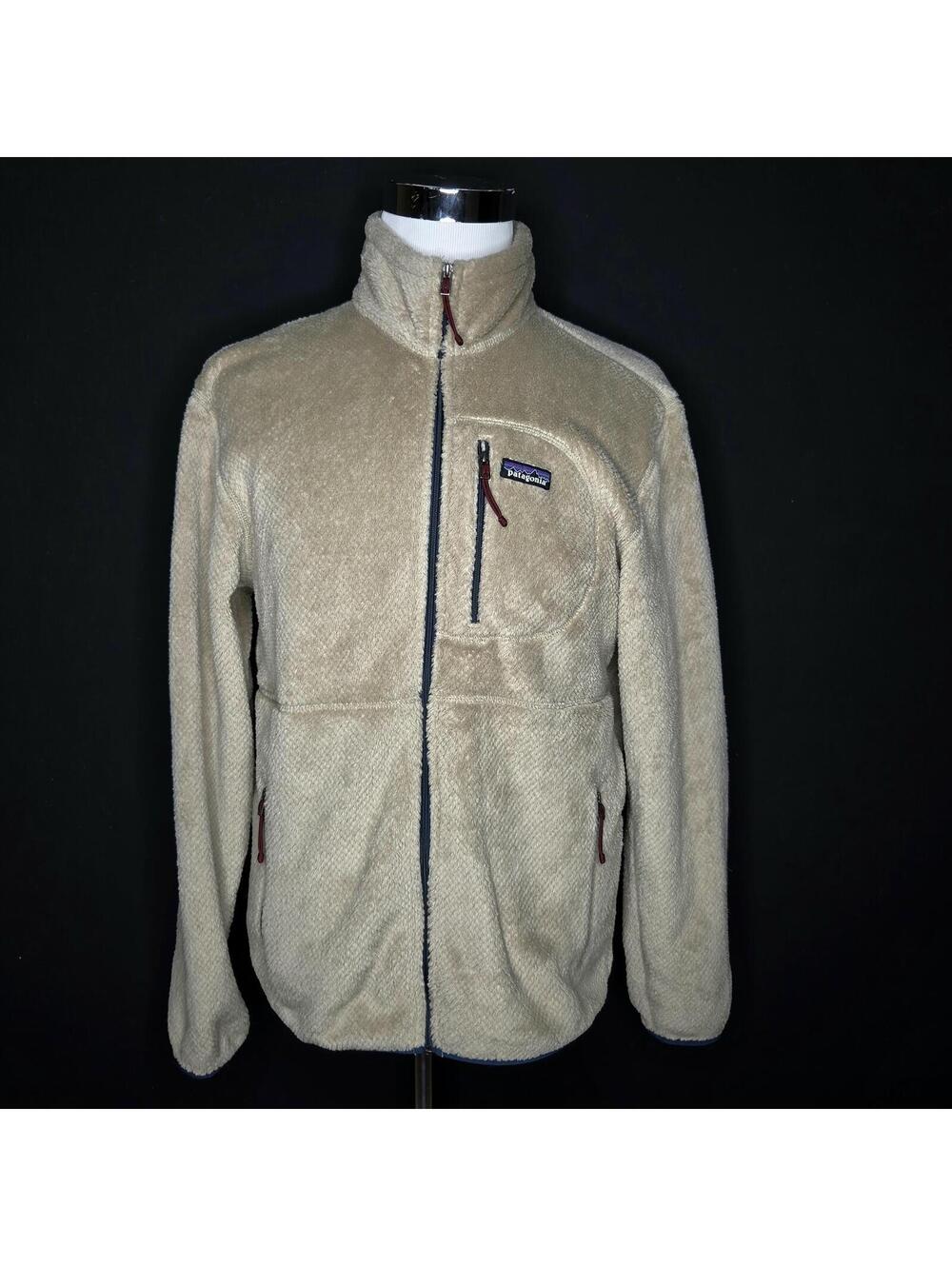 Men's Patagonia Creme Beige Tan Snap Re-Tool Pullover Fleece Jacket Sz Medium